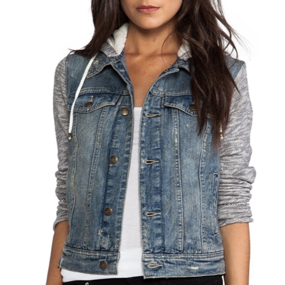 Free People Denim Sweatshirt Jacket Size S